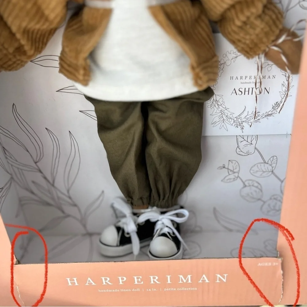 HarperIman Ashton Handmade Doll 14” Linen Petite Collection NEW with box